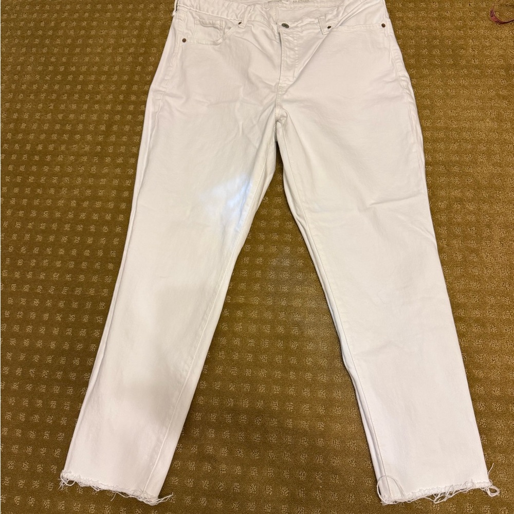Old Navy OG Straight White Frayed Hem Pants